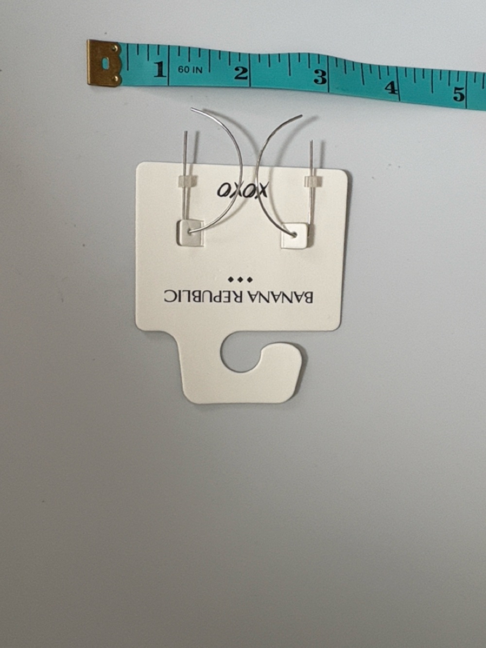 NWT [Banana Republic] XOXO Silver Semi Circle Hoop Threader Earrings Medium Size - Picture 8 of 10